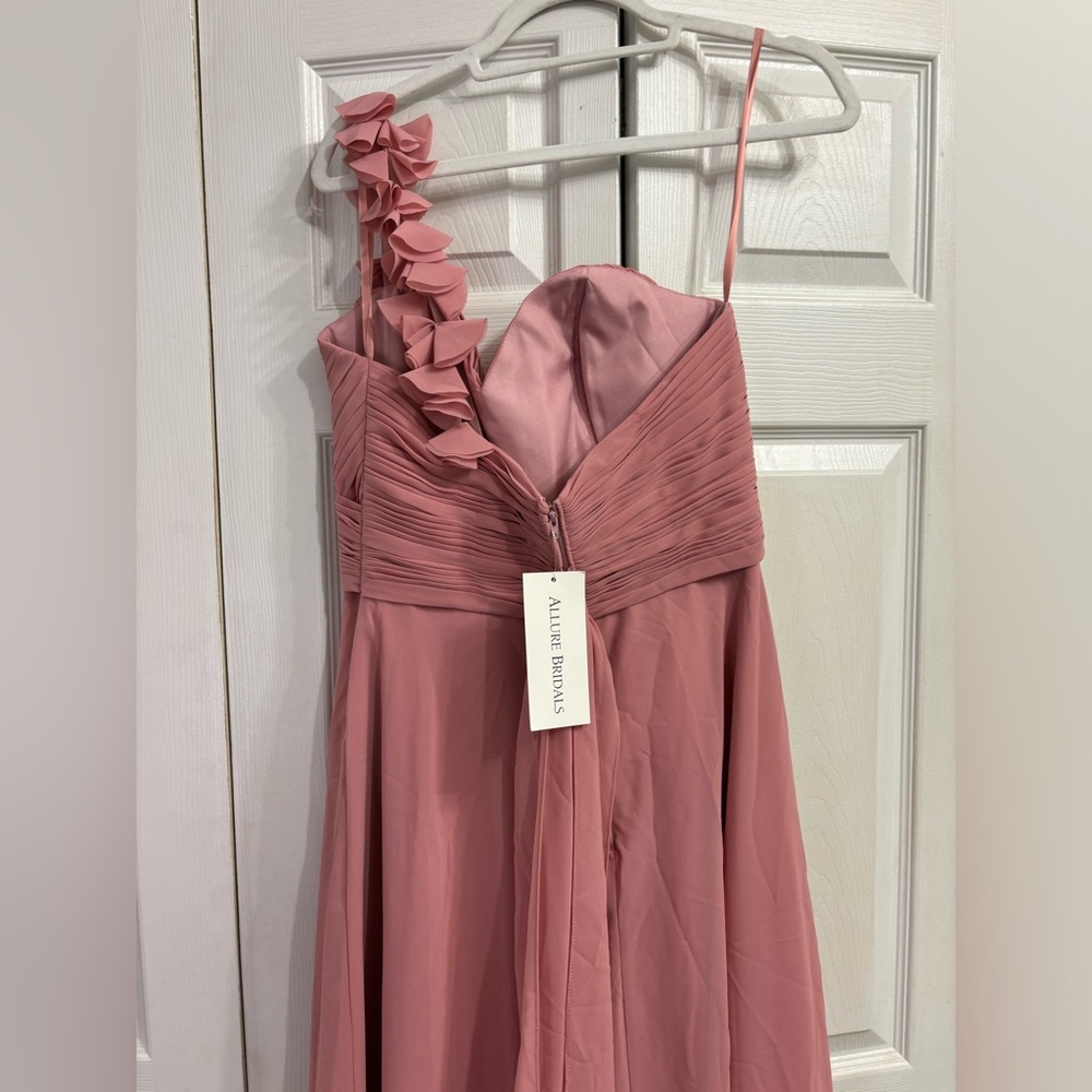 Allure Bridals Pink One Shoulder Gown for Weddings - Picture 3 of 5